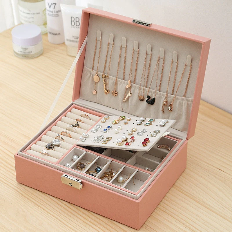 Boîte à Bijoux Velours Tiroirs Moderne 80 Emplacements