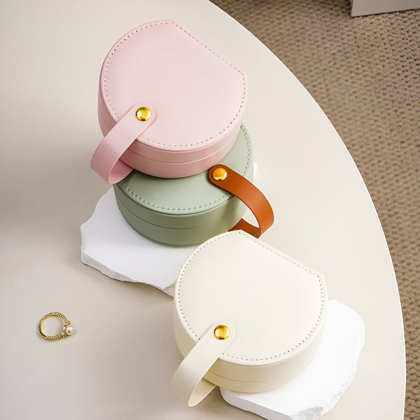 Boîte Bijoux Cuir Ronde Velours Voyage