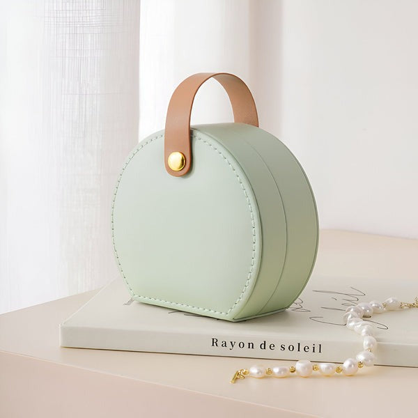 Boîte Bijoux Cuir Ronde Velours Voyage