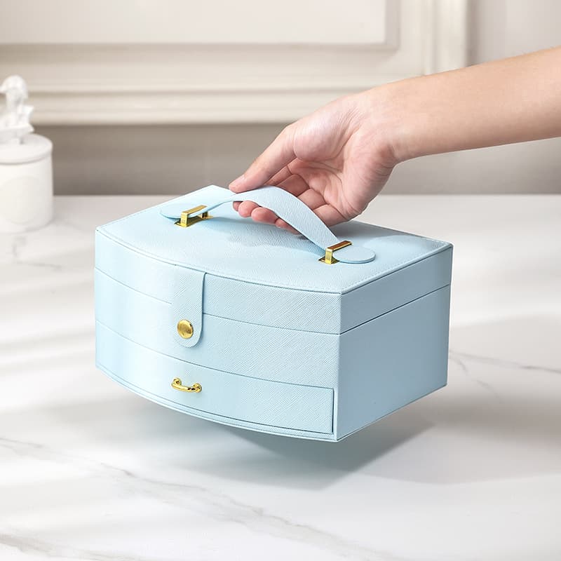 Boîte Bijoux Cuir Velours Coffret Compact