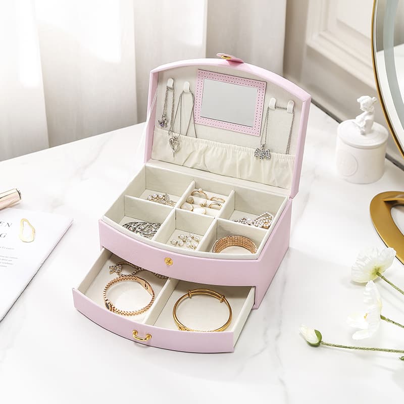 Boîte Bijoux Cuir Velours Coffret Compact
