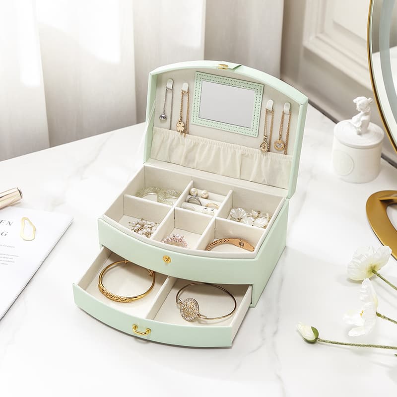 Boîte Bijoux Cuir Velours Coffret Compact