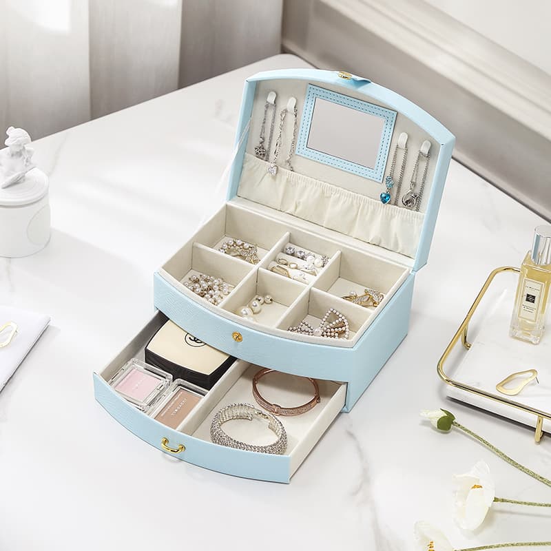 Boîte Bijoux Cuir Velours Coffret Compact