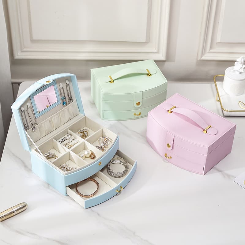 Boîte Bijoux Cuir Velours Coffret Compact