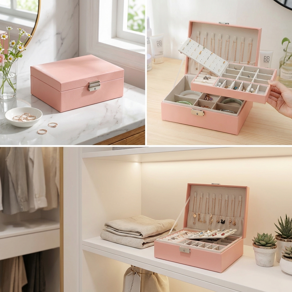 Boîte à Bijoux Velours Tiroirs Moderne 80 Emplacements