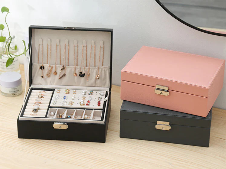 Boîte à Bijoux Velours Tiroirs Moderne 80 Emplacements