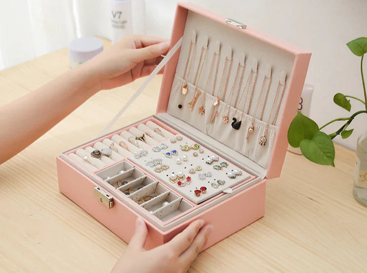 Boîte à Bijoux Velours Tiroirs Moderne 80 Emplacements