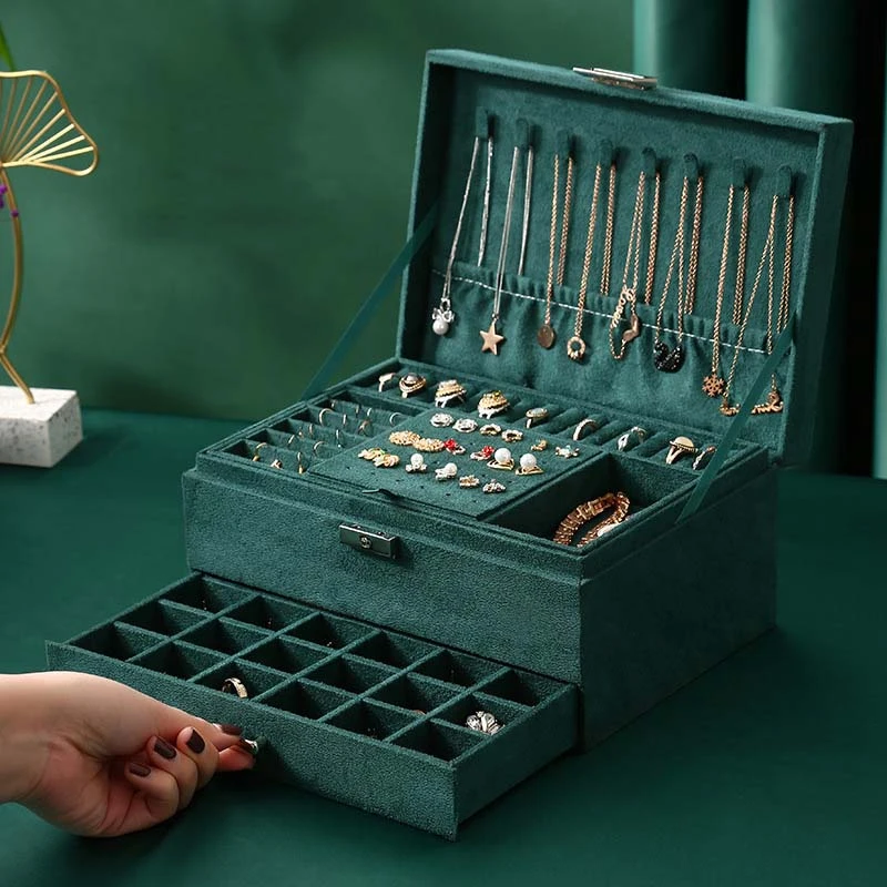 Boîte Bijoux Velours Luxe Tiroirs Multiples