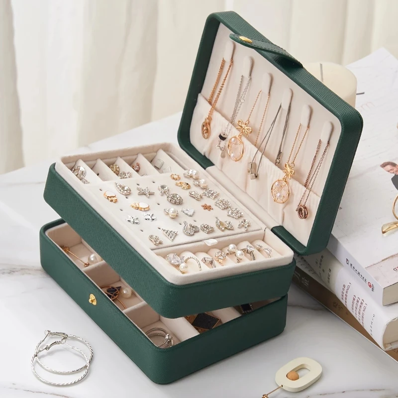 Boîte Bijoux Cuir Voyage 2 Étages Velours