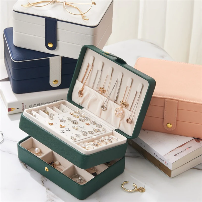 Boîte Bijoux Cuir Voyage 2 Étages Velours