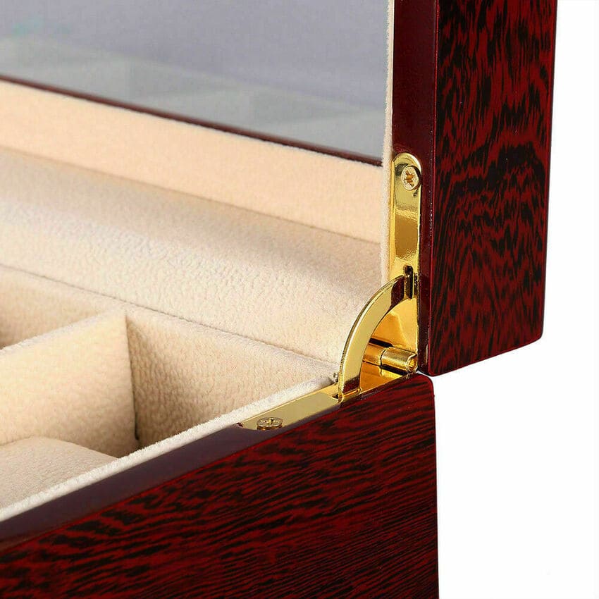 Boîte Montre Bois Rouge Verre 10 Places