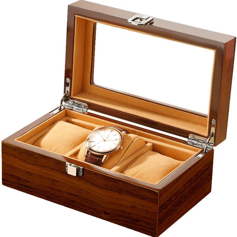 Boîte Montre Bois Vintage 3 Slots Coffret