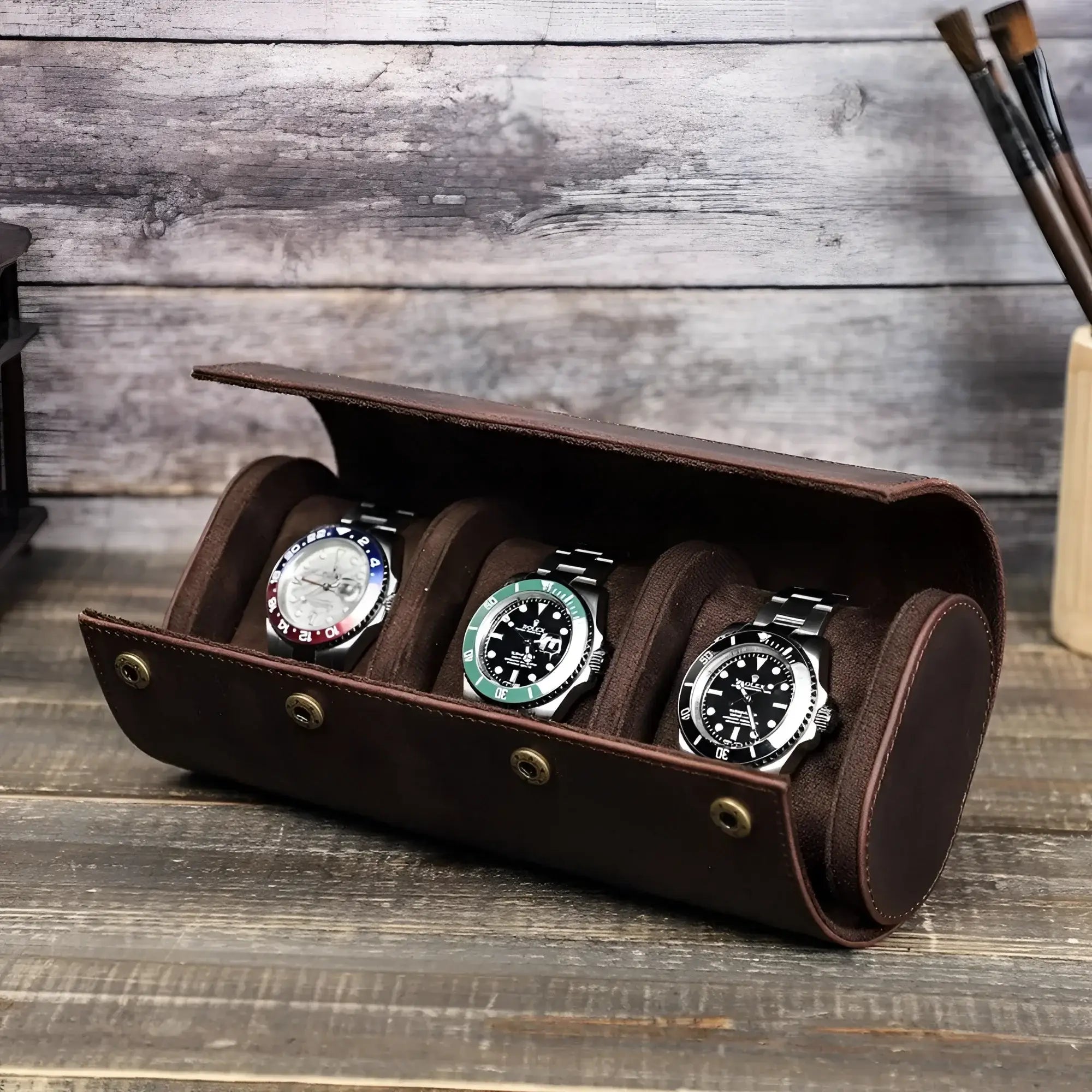 Étui Montre Cuir Trio Voyage