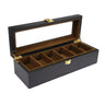 Boîte Montre Bois Noir Mat 6 Slots Daim