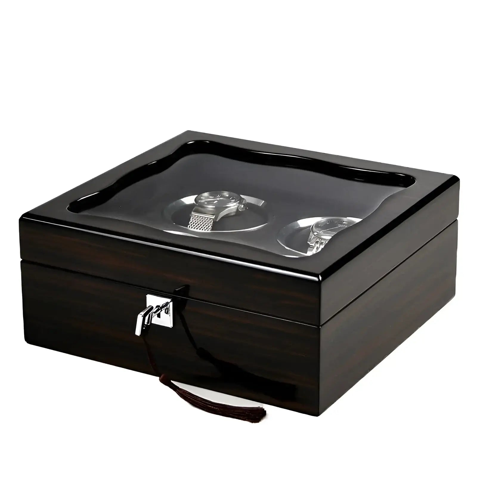Boîte Montre Bois Carré Prestige 4 Places Verni