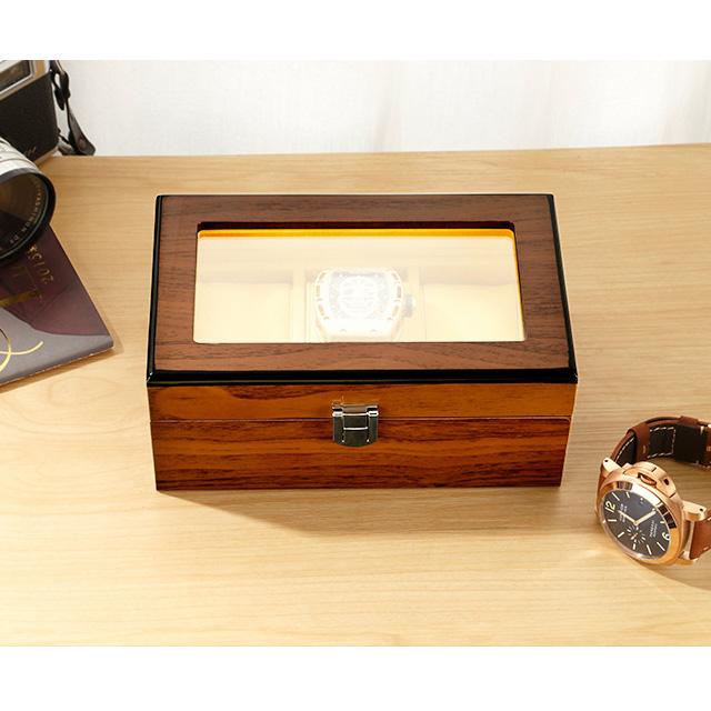 Boîte Montre Bois Vintage 3 Slots Coffret