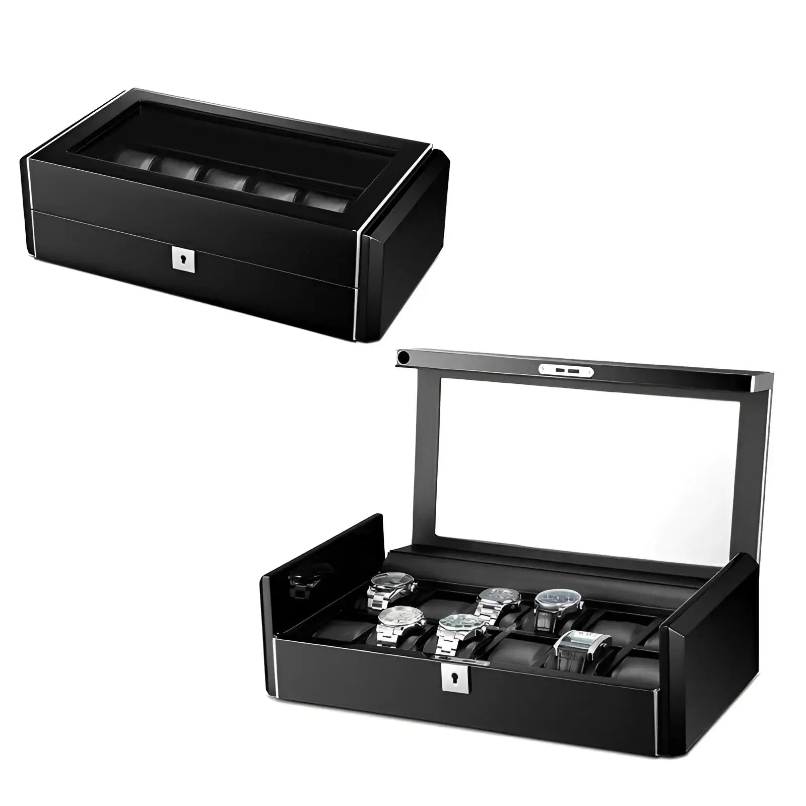 Boîte Montre Bois Obsidienne 12 Emplacements