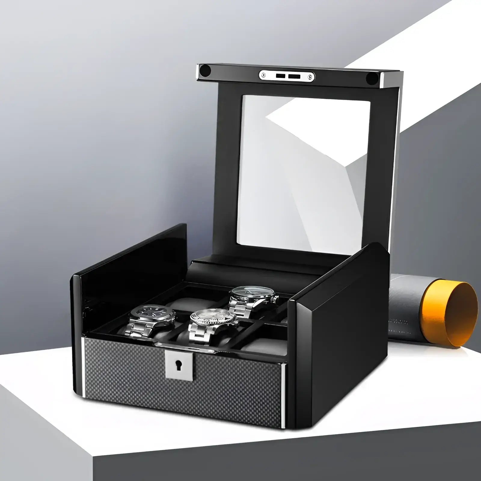 Boîte Montre Bois Obsidienne 6 Emplacements