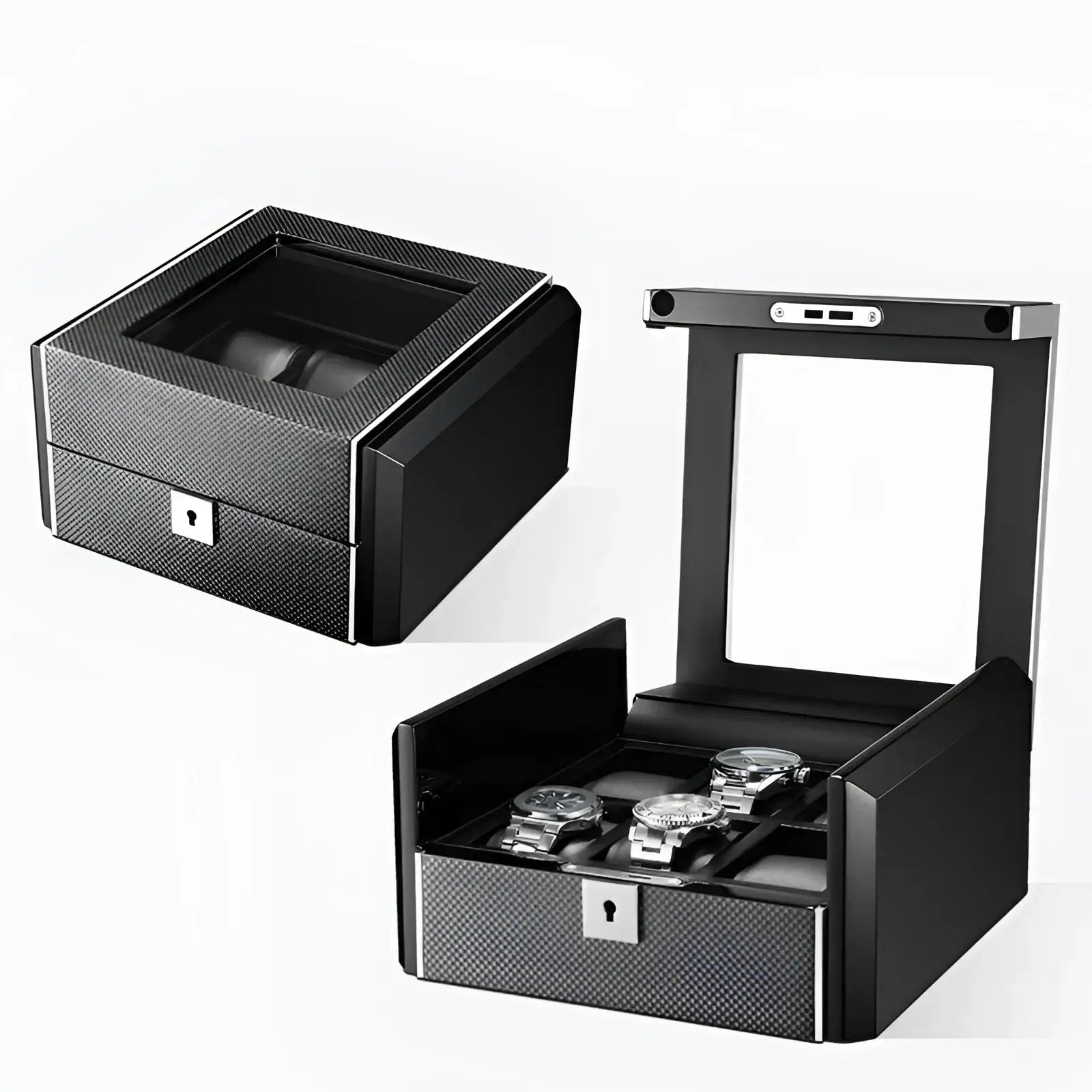 Boîte Montre Bois Obsidienne 6 Emplacements