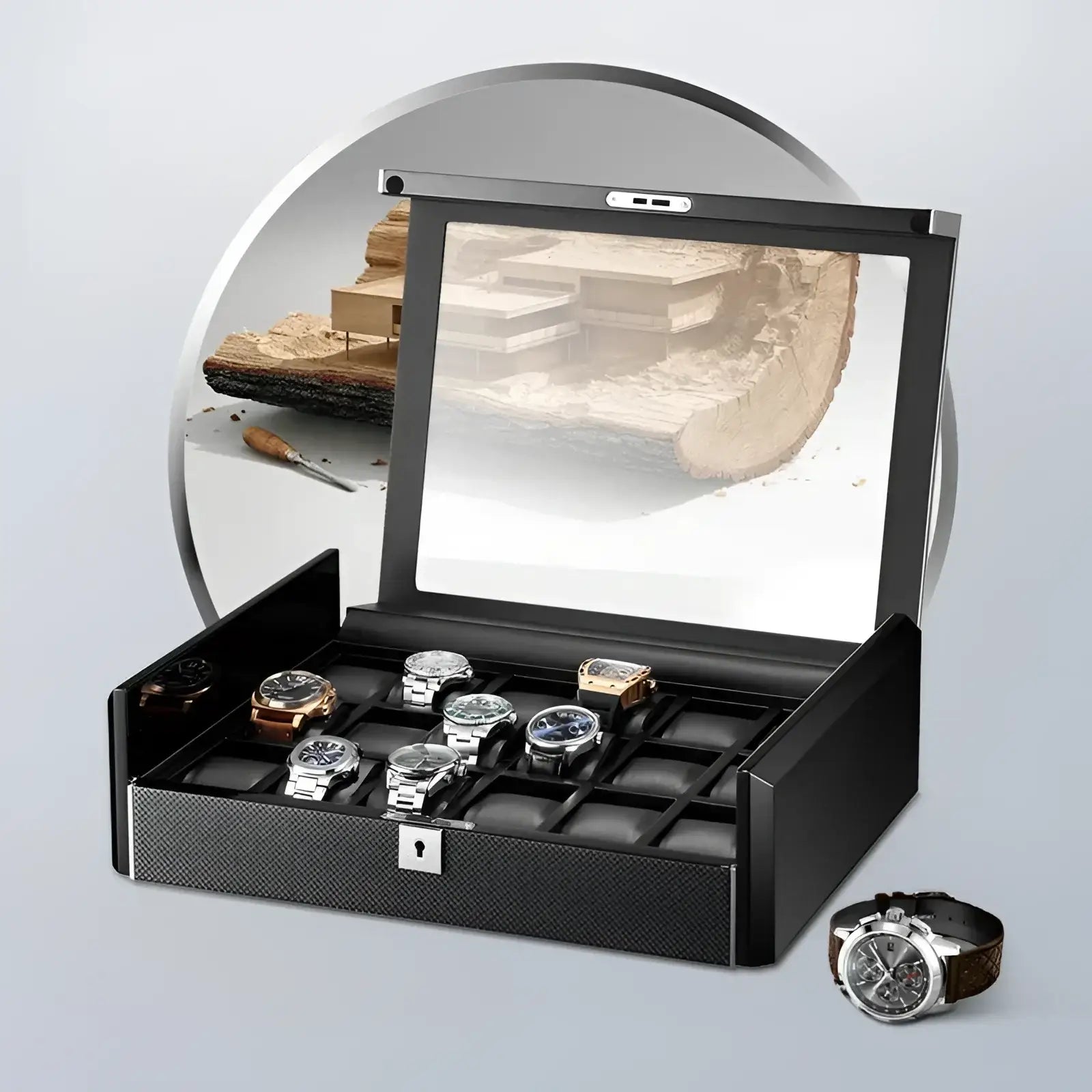 Boîte Montre Bois Obsidienne XL 18 Places