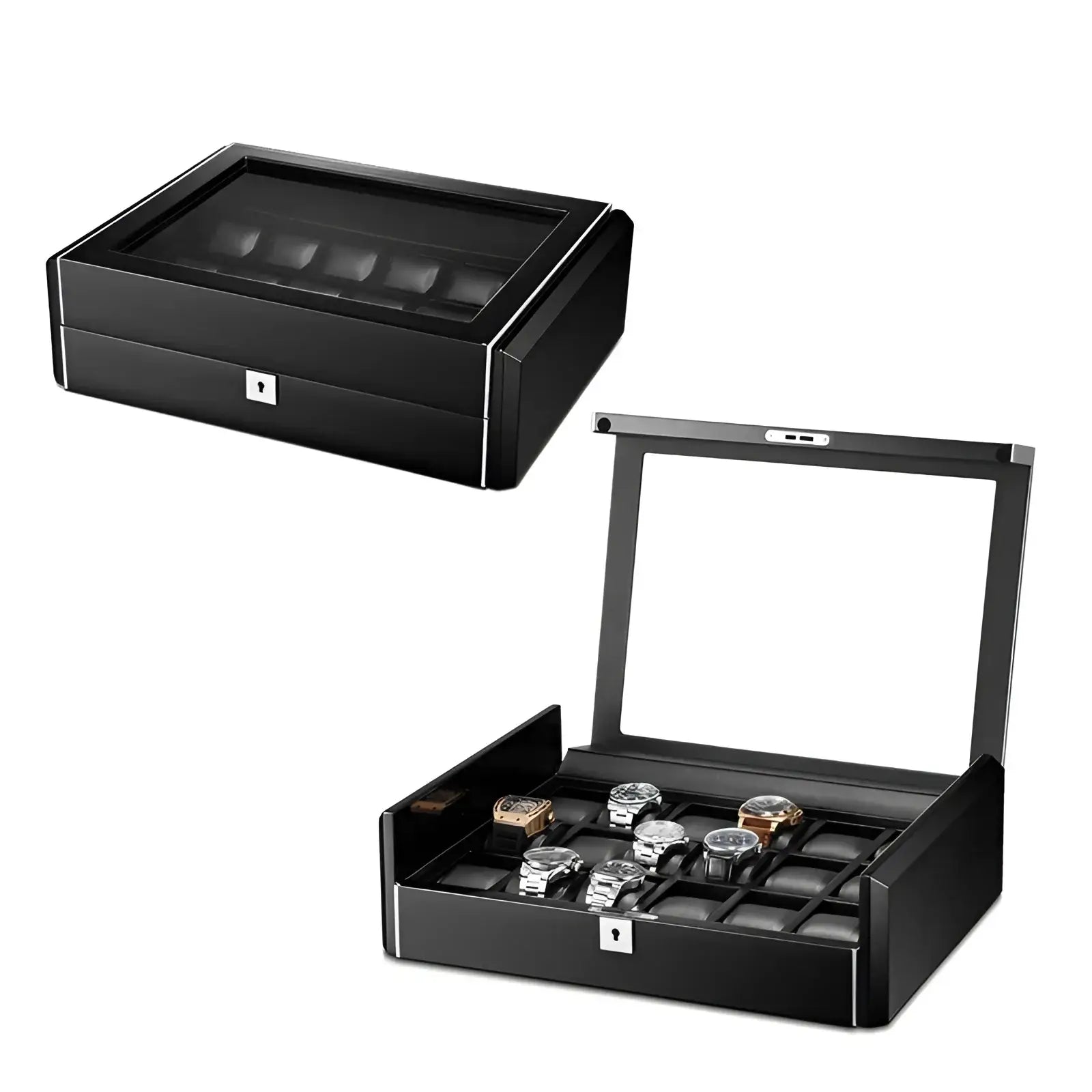 Boîte Montre Bois Obsidienne XL 18 Places