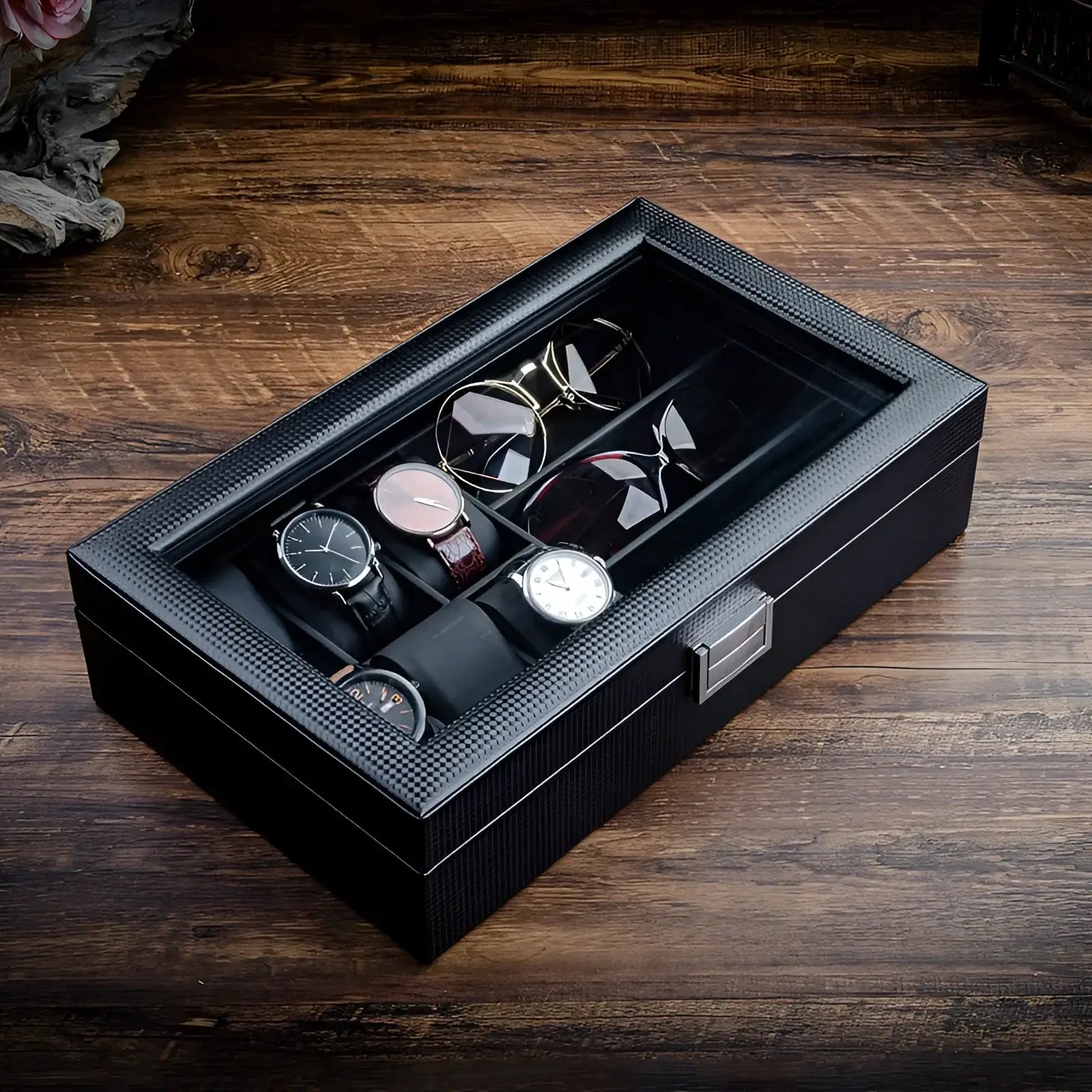 Boîte Montre Cuir OptiWatch 6 Places Lunettes