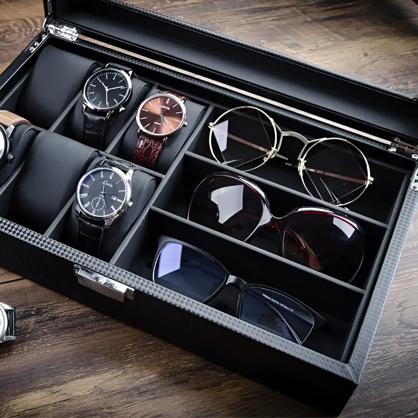 Boîte Montre Cuir OptiWatch 6 Places Lunettes
