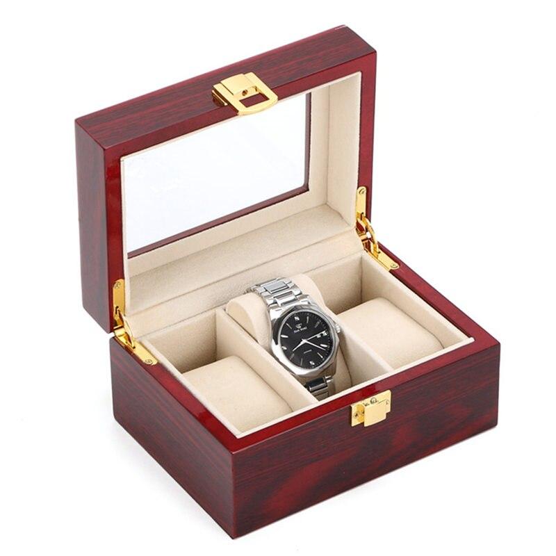 Boîte Montre Bois Rouge 3 Slots Piano