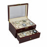 Coffret Montre Bois Marron 20 Slots Tiroir Velours
