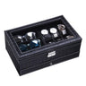 Coffret Montre Cuir Crocodile Noir 6 Slots Tiroir