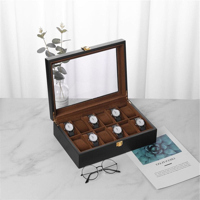 Boîte Montre Bois Velours 12 Slots