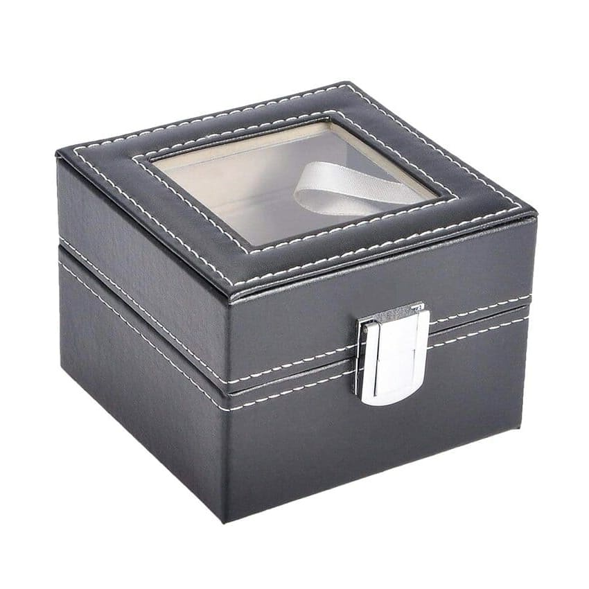 Boîte Montre Cuir Noir Voyage 2 Places