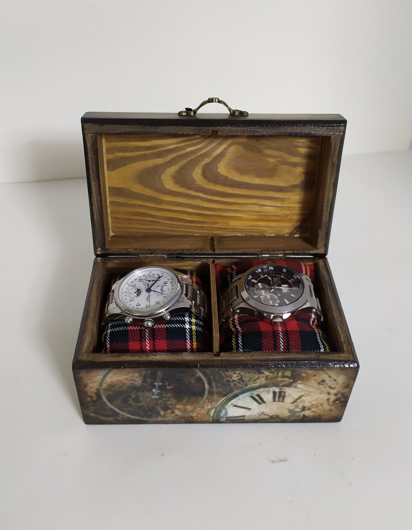 Boîte Montre Bois Chêne Artisanale 2 Places
