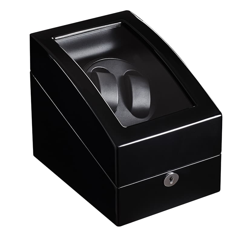 Remontoir Montre Bois PVC Noir 2 Slots Serrure