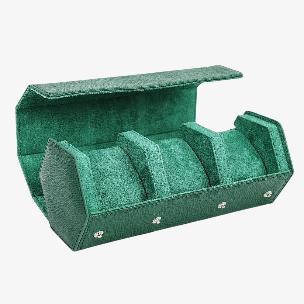 Étui Montres Cuir Hexagonal 3 Places Voyage