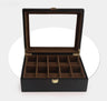 Boîte Montre Bois Noir 10 Slots Daim