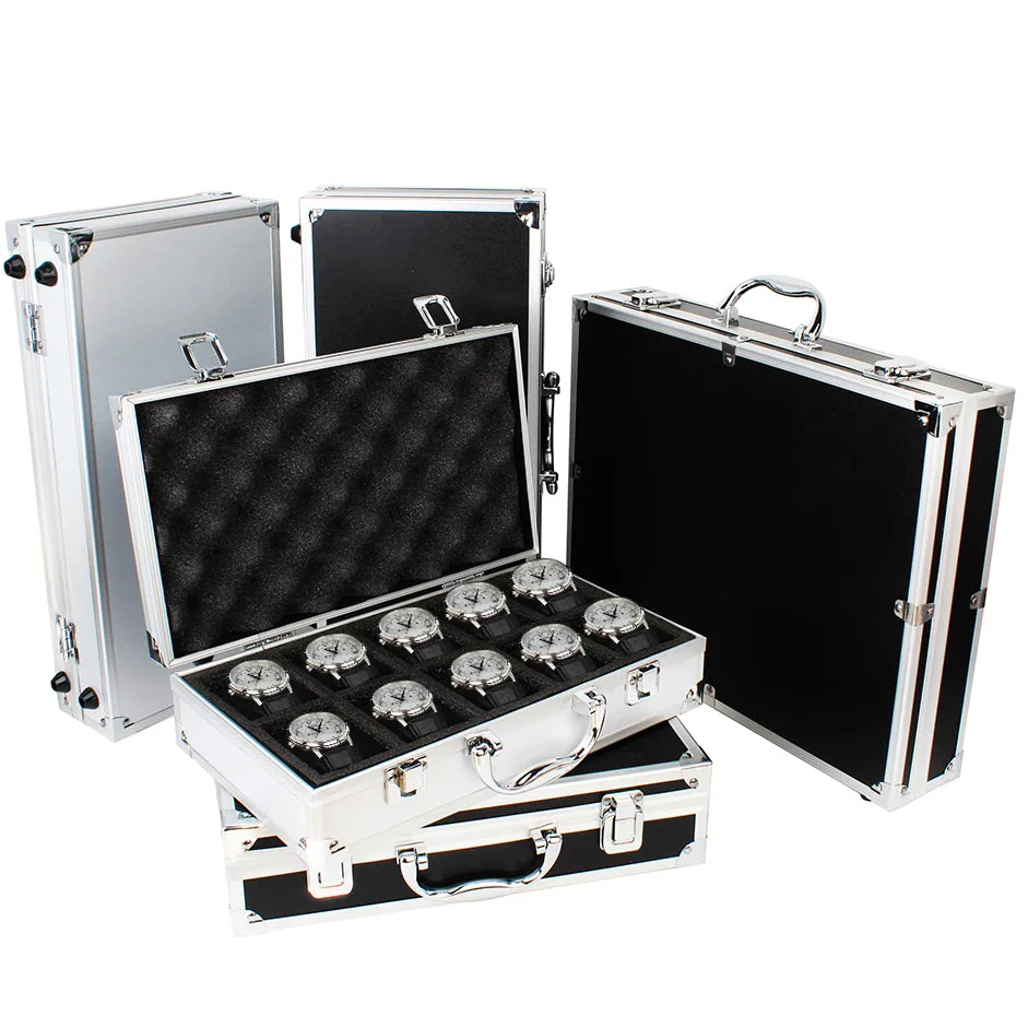 Boîte Montres Métal Aluminium 18 Emplacements