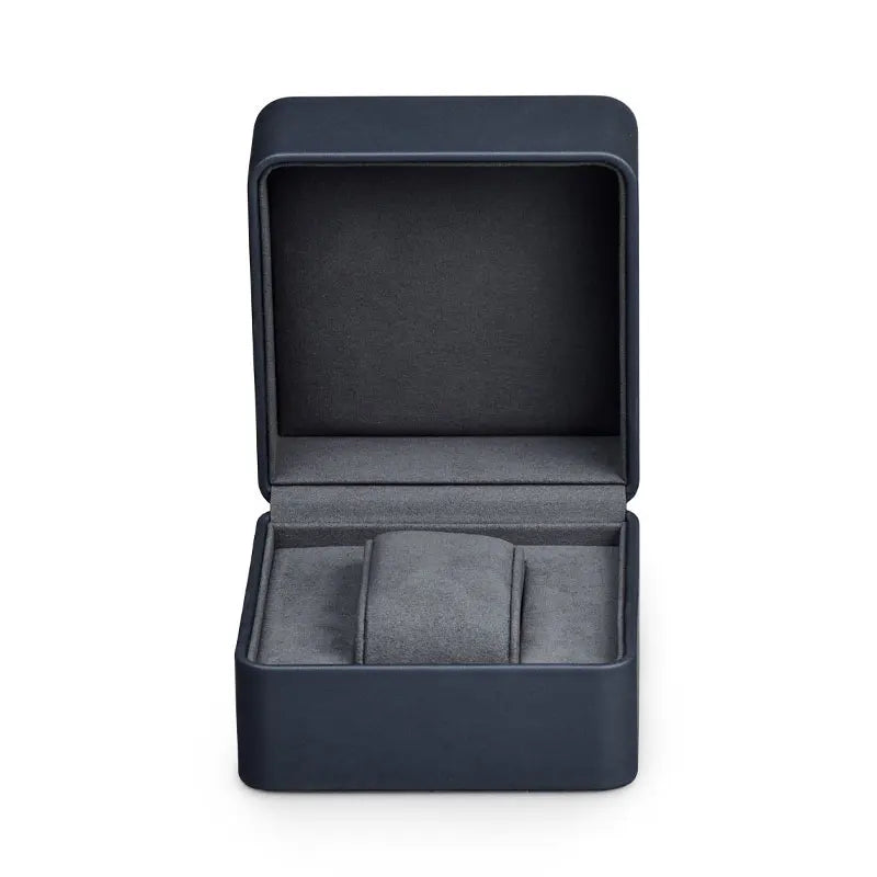 Boîte Montre Cuir Carrée Compacte Grise
