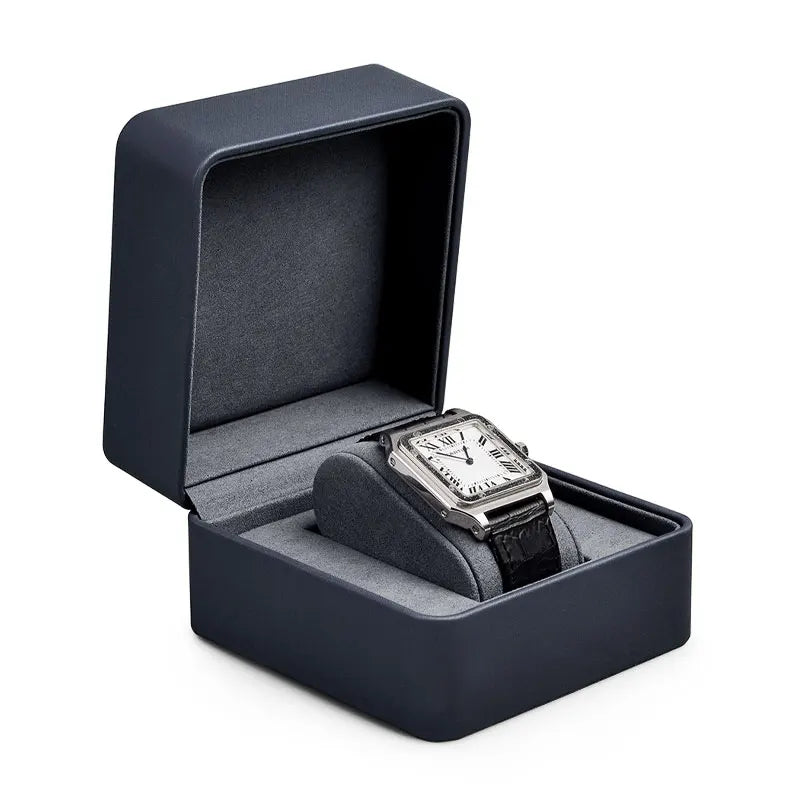 Boîte Montre Cuir Carrée Compacte Grise