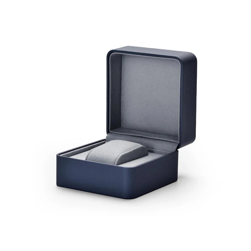 Boîte Montre Cuir Carrée Compacte Grise