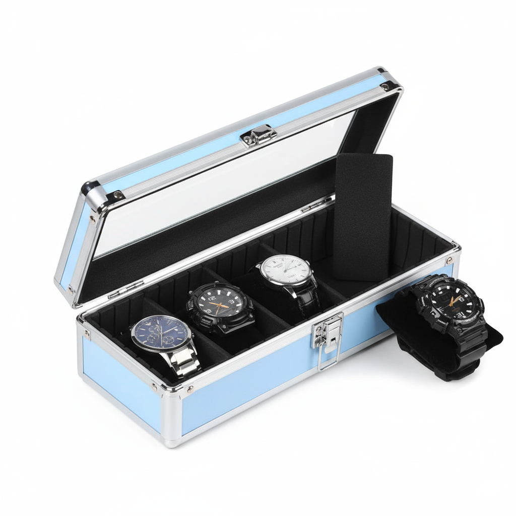 Boîte Montre Métal Aluminium 5 Places Rigide