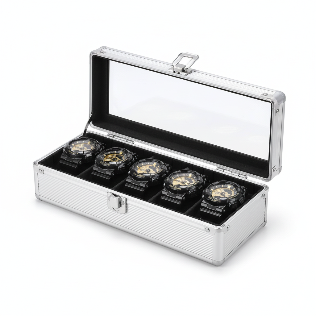 Boîte Montre Métal Aluminium 5 Places Rigide