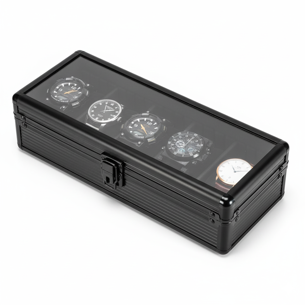 Boîte Montre Métal Aluminium 5 Places Rigide