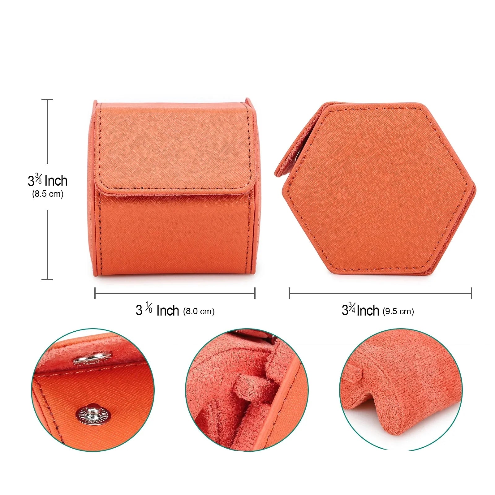 Boîte Montre Cuir Saffiano Voyage Orange
