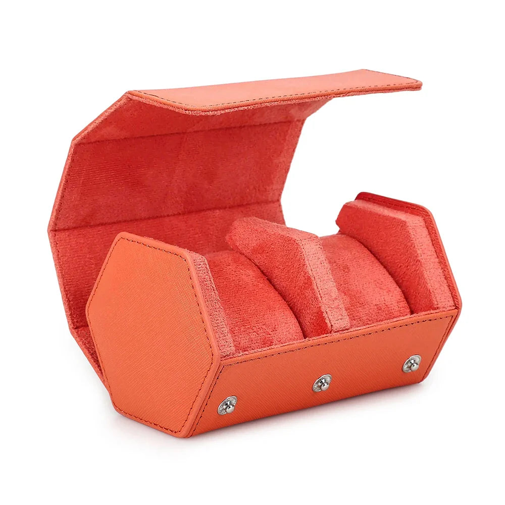 Étui Montre Cuir Saffiano Roulé 2 Places