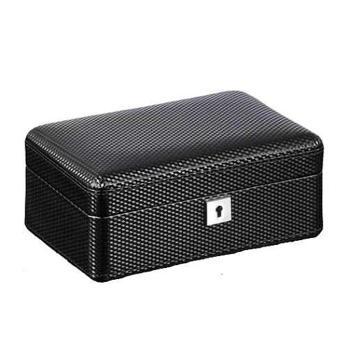 Coffret Montre Fibre Carbone 3 Slots Serrure
