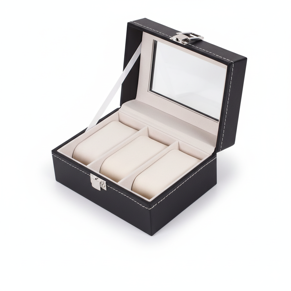 Boîte à Montres Beige Cuir 20 Emplacements