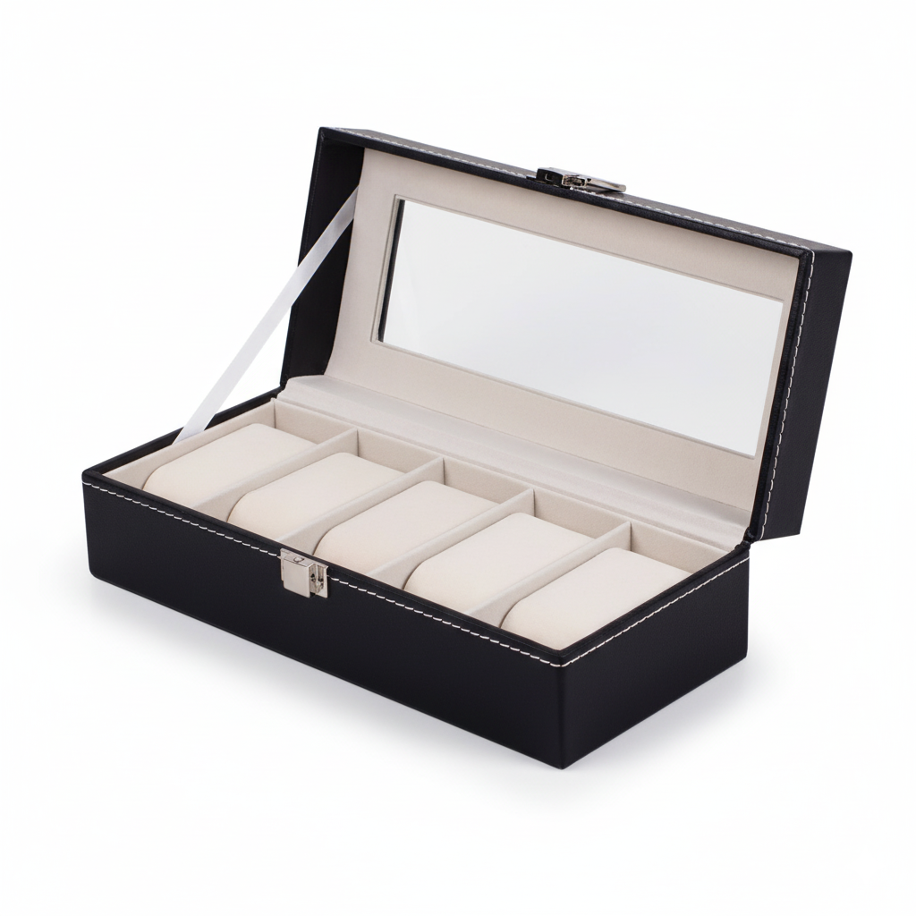 Boîte à Montres Beige Cuir 20 Emplacements