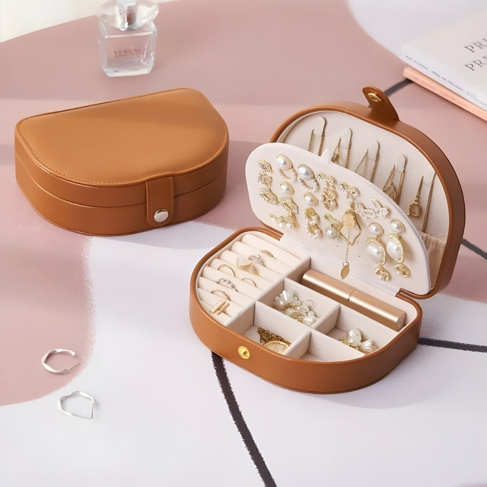 Boîte Bijoux Cuir Voyage Marron Premium