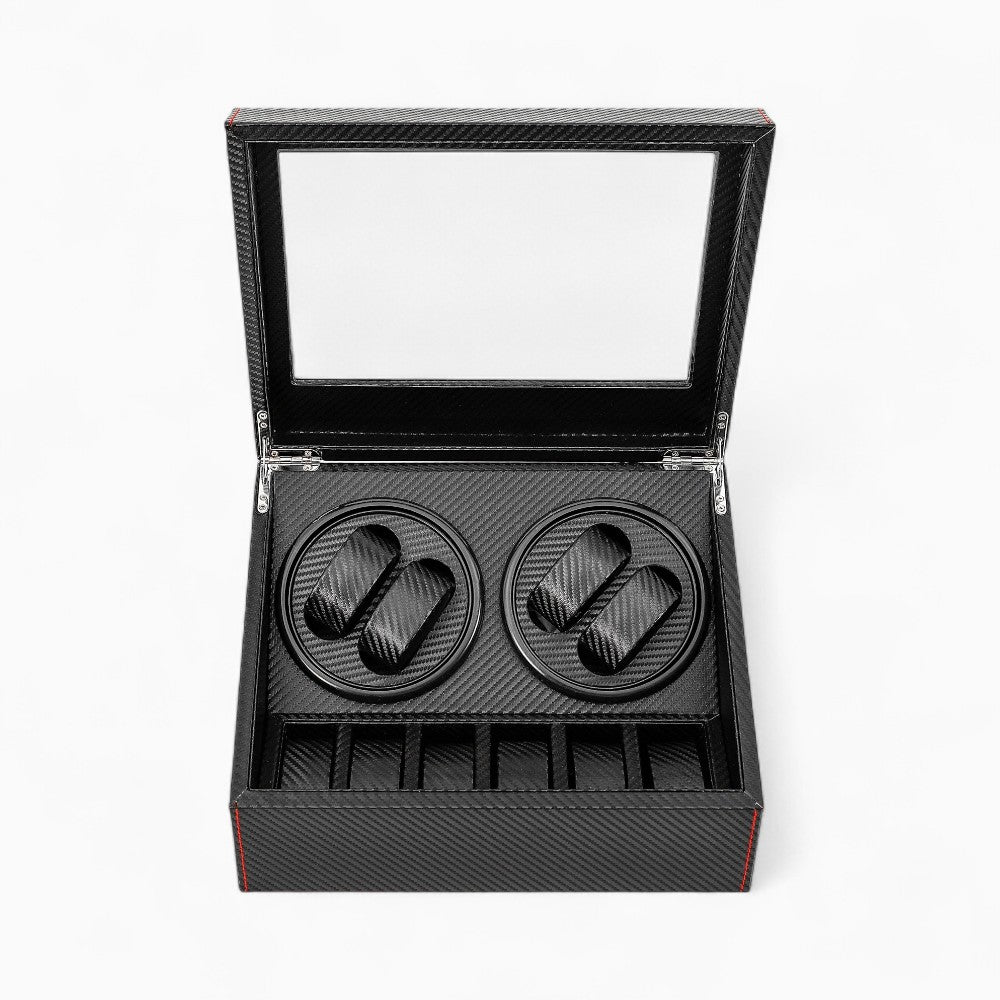 Boîte à Montres Automatique Carbone Noir Double